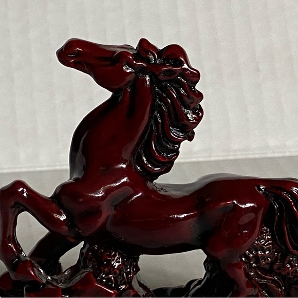 Chinese Resin Wild Horse cinnabar Red Statue Sculpture Vintage Feng Shui Lucky - Picture 10 of 16